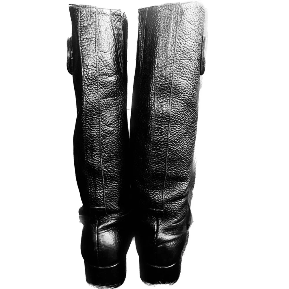 Tory Burch EUC stunning black soft pebbled leather boots size 7 mid calf